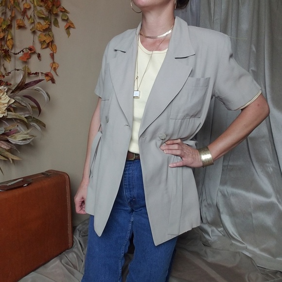 Vintage Jackets & Blazers - Vintage Blazer Beige Minimal Safari